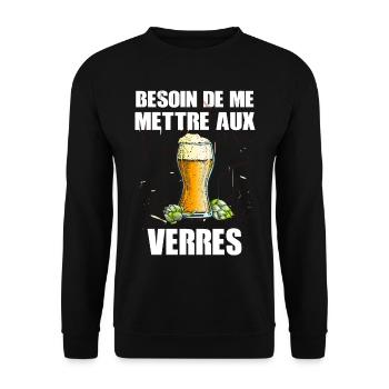 Bière Apéro Et Expression Marrante Pour Papa - Sweat-shirt Unisexe - noir - Devant - Alina (178cm) & Michal (187cm)