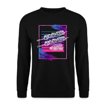 Vaporwave Barbecue Retro BBQ Lover Kebab Skewer Gr - Unisex Sweatshirt - black - Front - Alina (178cm) & Michal (187cm)