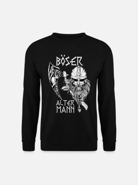 Böser Alter Mann Opa Papa Totenkopf Skull Wikinger - Unisex Pullover - Schwarz