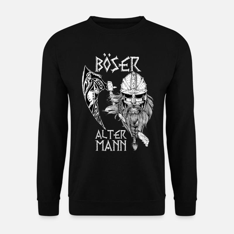 Böser Alter Mann Opa Papa Totenkopf Skull Wikinger - Unisex Pullover - Schwarz