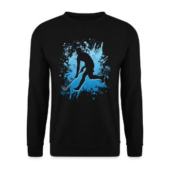 Floorball Player Vintage Graphic Floorballer Floor - Unisex Sweatshirt - black - Front - Alina (178cm) & Michal (187cm)