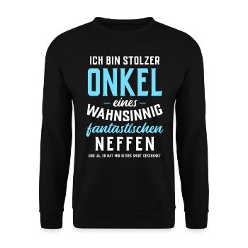 Stolzer Onkel eines fantastischen Neffen - Unisex Pullover - Schwarz - Vorne - Alina (178cm) & Michal (187cm)