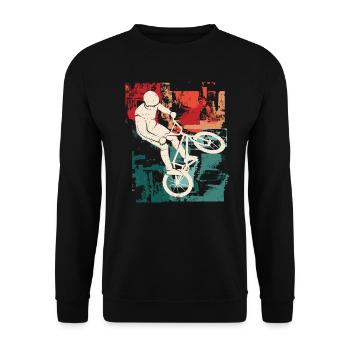 BMX Bike Stunts Vintage BMX Cyclist - Unisex Sweatshirt - black - Front - Alina (178cm) & Michal (187cm)