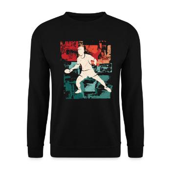 Tischtennis Spieler Ping Pong Tischtennisspieler - Unisex Pullover - Schwarz - Vorne - Alina (178cm) & Michal (187cm)