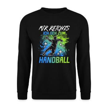 Handballer Handball Spieler Spruch Handballspieler - Unisex Pullover - Schwarz - Vorne - Alina (178cm) & Michal (187cm)