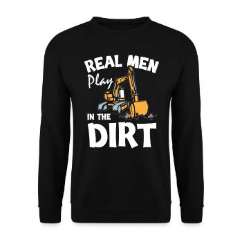 Real Men Play In The Dirt Excavator - Unisex Sweatshirt - black - Front - Alina (178cm) & Michal (187cm)
