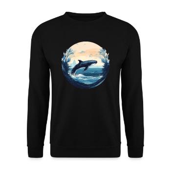 Whale - Unisex Sweatshirt - black - Front - Alina (178cm) & Michal (187cm)