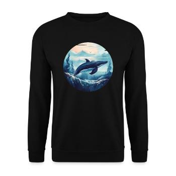 Whale - Unisex Sweatshirt - black - Front - Alina (178cm) & Michal (187cm)