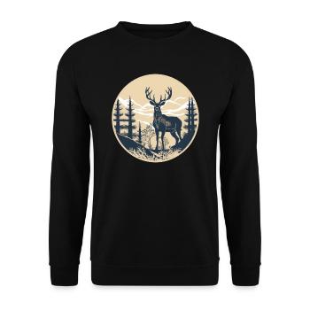 Hirsch - Unisex Pullover - Schwarz - Vorne - Alina (178cm) & Michal (187cm)
