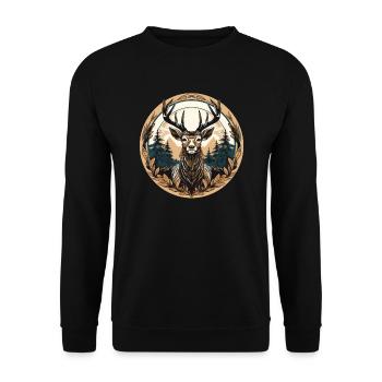 Hirsch - Unisex Pullover - Schwarz - Vorne - Alina (178cm) & Michal (187cm)