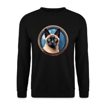 Siamese cat - Unisex Sweatshirt - black - Front - Alina (178cm) & Michal (187cm)