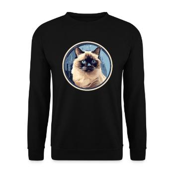 Chat birman - Sweat-shirt Unisexe - noir - Devant - Alina (178cm) & Michal (187cm)