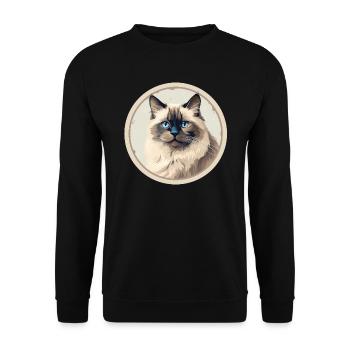 Ragdoll Katze - Unisex Pullover - Schwarz - Vorne - Alina (178cm) & Michal (187cm)