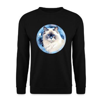 Ragdoll Katze - Unisex Pullover - Schwarz - Vorne - Alina (178cm) & Michal (187cm)