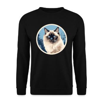 Chat birman - Sweat-shirt Unisexe - noir - Devant - Alina (178cm) & Michal (187cm)