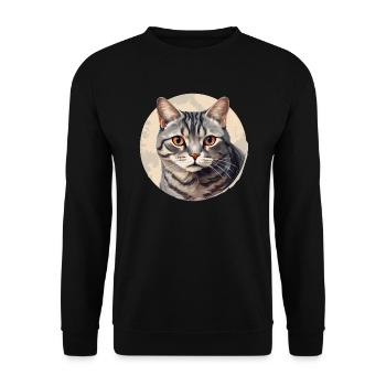 American Shorthair Cat - Unisex Sweatshirt - black - Front - Alina (178cm) & Michal (187cm)