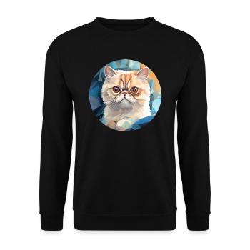 Exotische Kurzhaarkatze - Unisex Pullover - Schwarz - Vorne - Alina (178cm) & Michal (187cm)