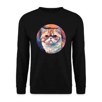 Exotische Kurzhaarkatze - Unisex Pullover - Schwarz - Vorne - Alina (178cm) & Michal (187cm)