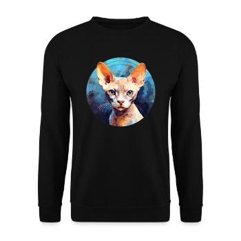 Devon Rex Cat - Unisex Sweatshirt - black - Front - Alina (178cm) & Michal (187cm)