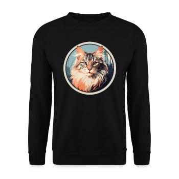 Norwegische Waldkatze - Unisex Pullover - Schwarz - Vorne - Alina (178cm) & Michal (187cm)