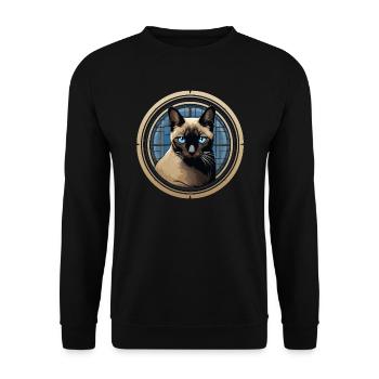 Siamese cat - Unisex Sweatshirt - black - Front - Alina (178cm) & Michal (187cm)