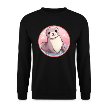 Sceau Kawaii - Sweat-shirt Unisexe - noir - Devant - Alina (178cm) & Michal (187cm)