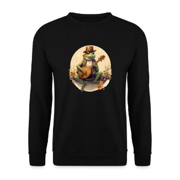 frog banjo cottagecore - Unisex Sweatshirt - black - Front - Alina (178cm) & Michal (187cm)