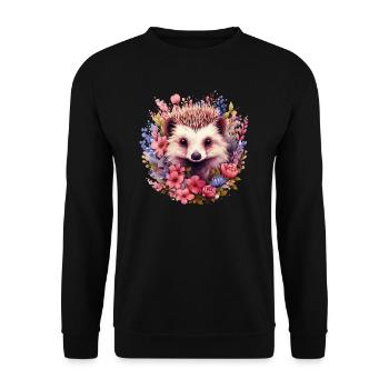 Hedgehog cottagecore - Unisex Sweatshirt - black - Front - Alina (178cm) & Michal (187cm)