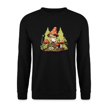 Frog cottagecore mushroom - Unisex Sweatshirt - black - Front - Alina (178cm) & Michal (187cm)