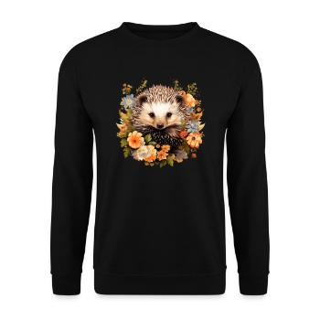Hedgehog cottagecore - Unisex Sweatshirt - black - Front - Alina (178cm) & Michal (187cm)
