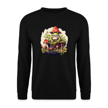 Frog Cottagecore Mushroom - Unisex Sweatshirt - black - Front - Alina (178cm) & Michal (187cm)
