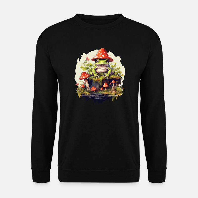 Frog Cottagecore Mushroom - Unisex Sweatshirt - black