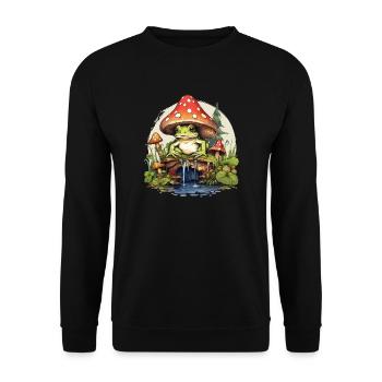 Frog Mushroom Cottagecore - Unisex Sweatshirt - black - Front - Alina (178cm) & Michal (187cm)