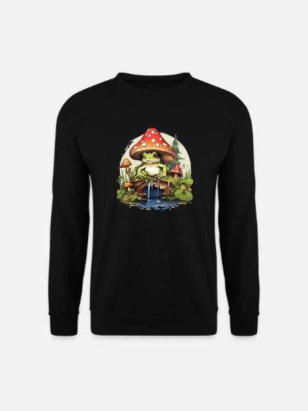 frosch pilz cottagecore - Unisex Pullover - Schwarz
