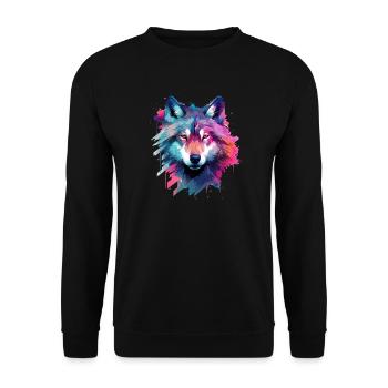 wolf galaxy - Unisex Pullover - Schwarz - Vorne - Alina (178cm) & Michal (187cm)