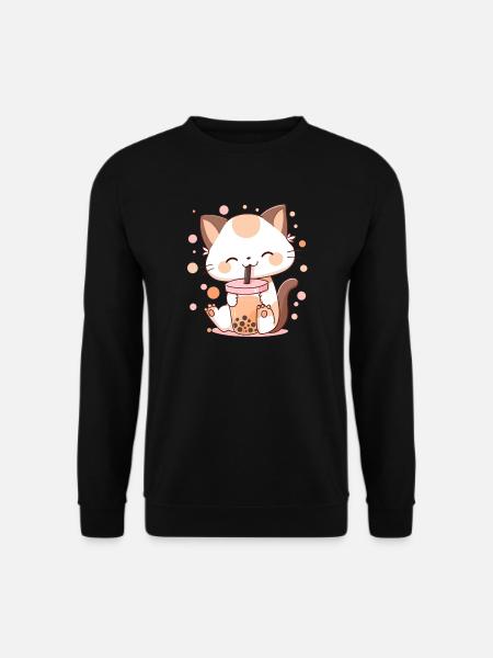 Bubble Tea Cat Neko boba - Unisex Sweatshirt - black