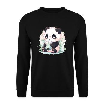 Thé à bulles panda kawaii thé boba - Sweat-shirt Unisexe - noir - Devant - Alina (178cm) & Michal (187cm)