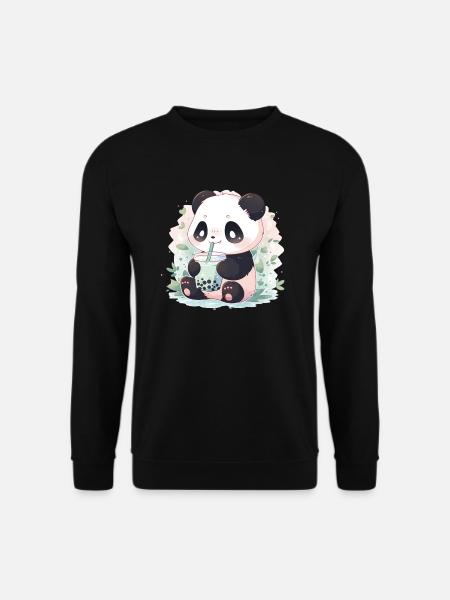 Kawaii panda bubble tea boba tea - Unisex Sweatshirt - black