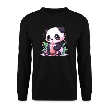 Kawaii Panda thé à bulles boba thé - Sweat-shirt Unisexe - noir - Devant - Alina (178cm) & Michal (187cm)