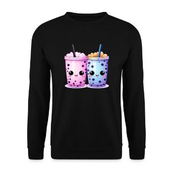 Thé à bulles kawaii Boba Tea - Sweat-shirt Unisexe - noir - Devant - Alina (178cm) & Michal (187cm)