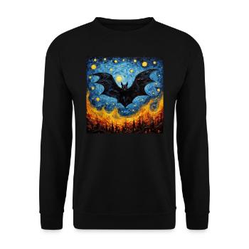 Bat, Van Gogh, Starry Night, Animal - Unisex Sweatshirt - black - Front - Alina (178cm) & Michal (187cm)