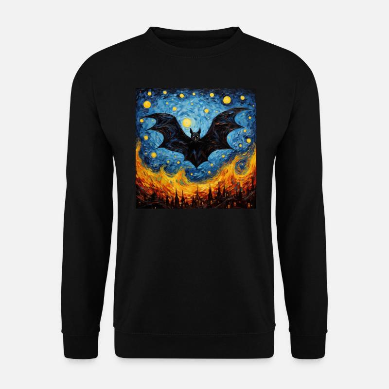 fledermaus, van gogh, sternennacht, tier - Unisex Pullover - Schwarz