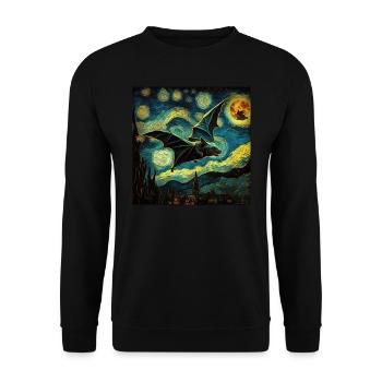 Bat, Van Gogh, Starry Night, Animal - Unisex Sweatshirt - black - Front - Alina (178cm) & Michal (187cm)