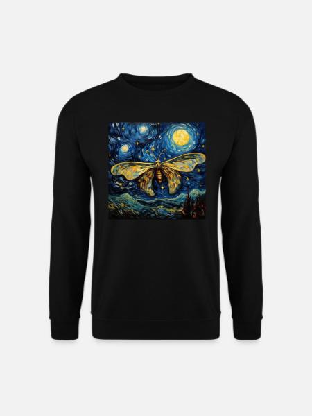 motte, van gogh, sternennacht, tier - Unisex Pullover - Schwarz