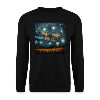 Moth, Van Gogh, Starry Night, Animal - Unisex Sweatshirt - black - Front - Alina (178cm) & Michal (187cm)