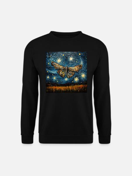 motte, van gogh, sternennacht, tier - Unisex Pullover - Schwarz
