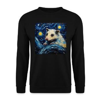 Opossum, Van Gogh, Starry Night, Animal - Unisex Sweatshirt - black - Front - Alina (178cm) & Michal (187cm)