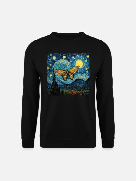 motte, van gogh, sternennacht, tier - Unisex Pullover - Schwarz
