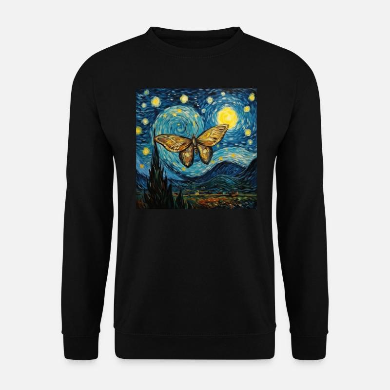 Papillon De Nuit, Van Gogh, Nuit Étoilée, Animal - Sweat-shirt Unisexe - noir