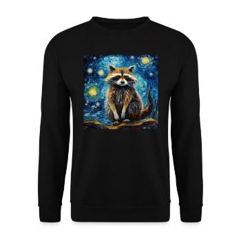 Raccoon, Van Gogh, Starry Night, Animal - Unisex Sweatshirt - black - Front - Alina (178cm) & Michal (187cm)